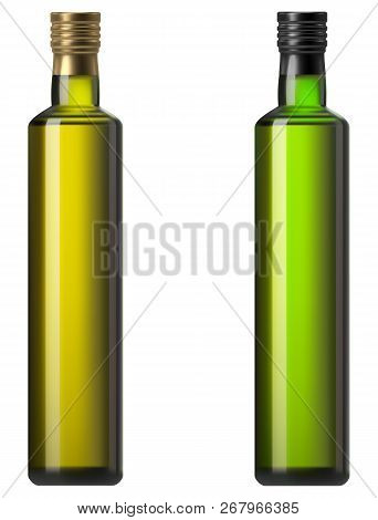 Glass Olive Oil Bottle Isolated On White Background