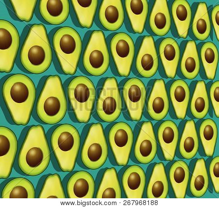 Avocado Is A Heart Healthy Food And Is Shown Isolated On A White Background. This Is An Illustration