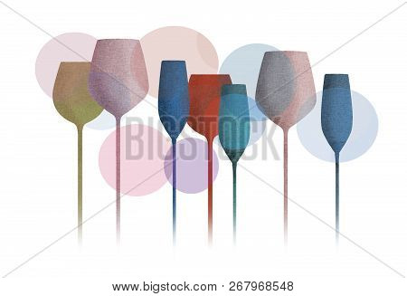 Long Stem Glassware With A Textured Color Finish Is Seen In This Illustration.