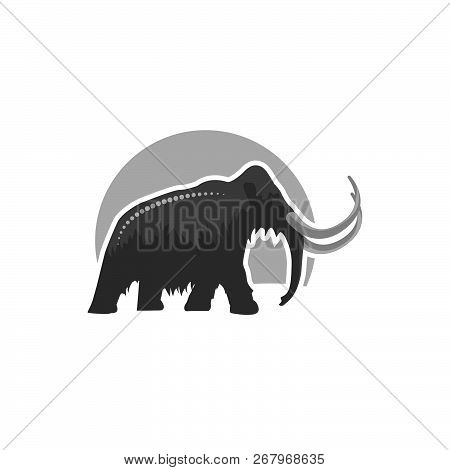 Mammoth Icon Black And Grey Color  In Illustrator Design Isolated On White Background. Dinosaurs And