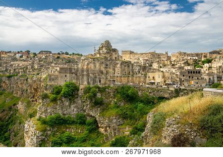 Church Chiesa San Pietro Caveoso And Rock Church Santa Maria De Idris Near Canyon In Historical Cent