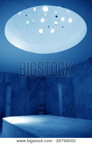 colpo di dettaglio di un interno dell'hammam turco