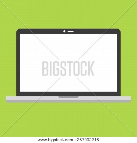 Vector Computer Display Icon, Gray Pc Screen With Shadow. Modern Simple Flat Screen Sign. Internet C
