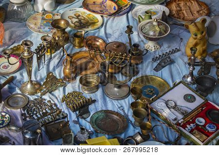 Tel Aviv-jaffa, Israel - 24 November 2017:street Flea Market Of Old Things And Antiques In The Old D