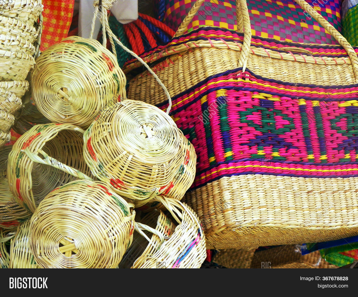Wicker Colored Baskets Image & Photo (Free Trial) Bigstock