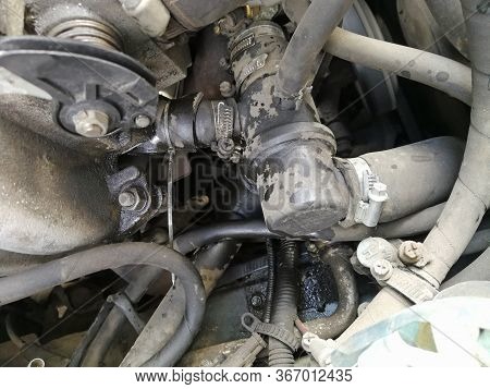 Antifreeze Leak In A Cars Internal Combustion Engine.