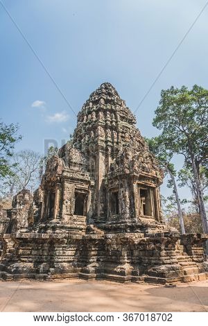 Ancient Angkor Wat Ruins Panorama. Thommanon Temple. Siem Reap, Cambodia