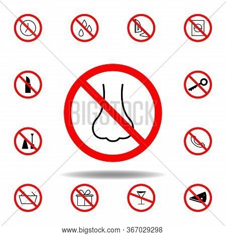Forbidden Nose, Smell Icon On White Background. Set Can Be Used For Web, Logo, Mobile App, Ui, Ux