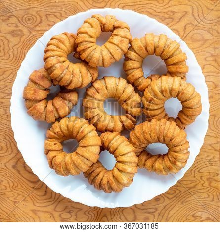 Fresh Ring Kachori, A Homemade Spicy Indian Snack Common In Places With Indian Diaspora And Other So
