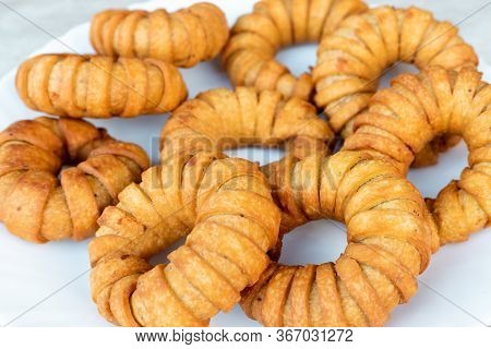 Fresh Ring Kachori, A Homemade Spicy Indian Snack Common In Places With Indian Diaspora And Other So