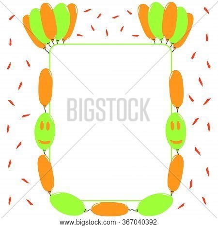 Colourful Vector Frame With Balloons. Happy Birthday.