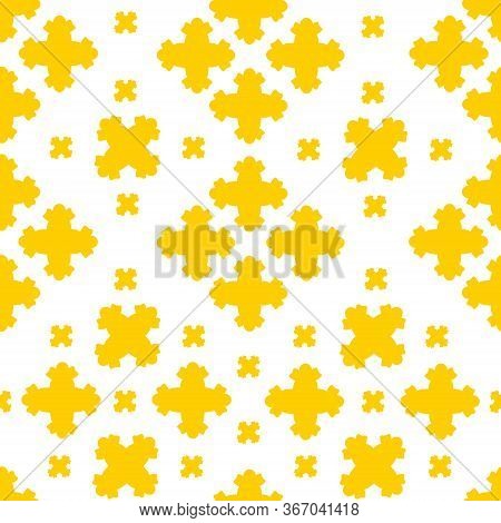 Vector Pattern Yellow Crosses .print On White Background.