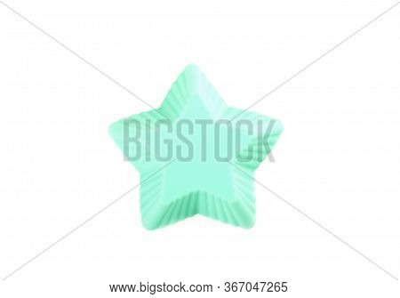 Silicone Star Shaped Cookie Baking Dish Isolated On A White Background. Green Dessert Baking Dish.