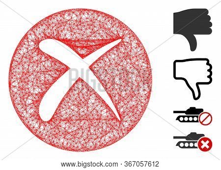 Mesh Delete Web 2d Vector Illustration. Model Is Based On Delete Flat Icon. Network Forms Abstract D