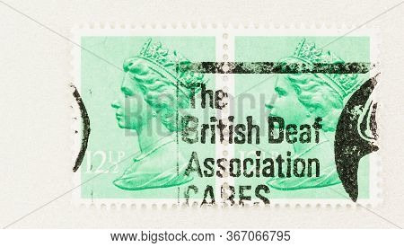 Seattle Washington - May 18, 2020: Close Up Of Britsh Stamp With 