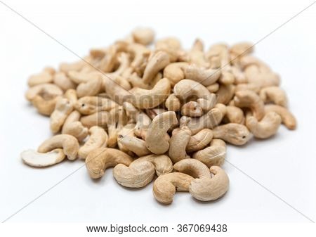 Cashew Nut On Isolated Background. Healthy Nutrition Food For Protine From Nuts.