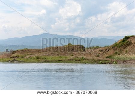 Mountain River Valley Panorama Landscape. Lankaran River, Mountain River In The Azerbaijan.
