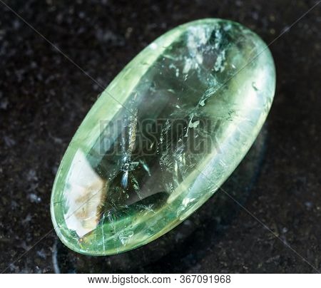 Closeup Of Sample Of Natural Mineral From Geological Collection - Rolled Prasiolite (green Quartz) R