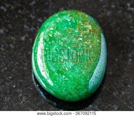 Closeup Of Sample Of Natural Mineral From Geological Collection - Rolled Green Aventurine Gem Stone 