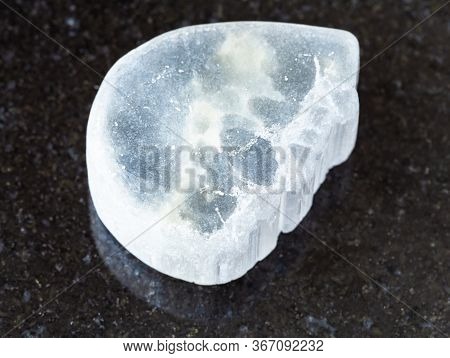 Closeup Of Sample Of Natural Mineral From Geological Collection - Tumbled Ulexite (tv Rock) Stone On