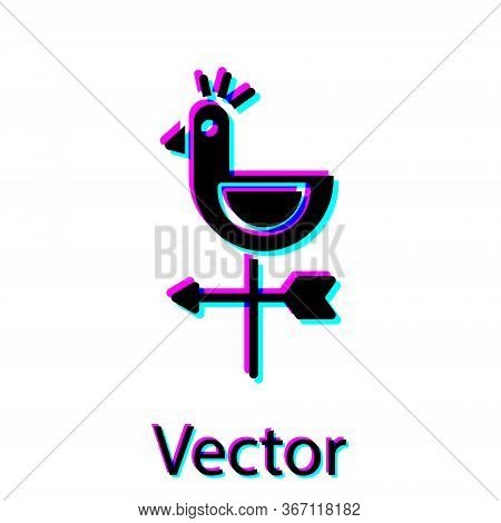 Black Rooster Weather Vane Icon Isolated On White Background. Weathercock Sign. Windvane Rooster. Ve