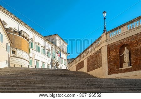 Rome, Italy -january 11, 2019: Side Wiew Of The Quirinal Palace Seat Of The Presidency Of The Republ