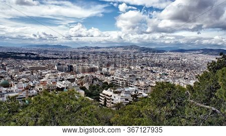 Several Huge Panoramic Photos Of Athens, Clouds Sky