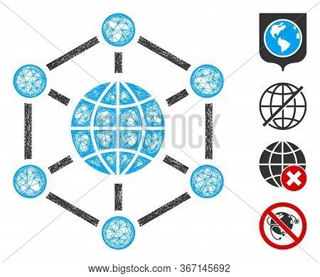 Mesh Global Web Icon Vector Illustration. Carcass Model Is Based On Global Web Flat Icon. Network Fo