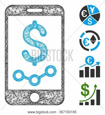 Mesh Mobile Sales Report Web 2d Vector Illustration. Model Is Based On Mobile Sales Report Flat Icon