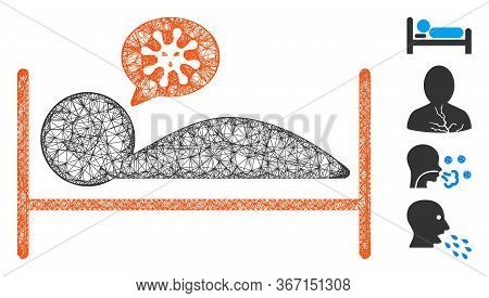 Mesh Patient Bed Web Icon Vector Illustration. Carcass Model Is Based On Patient Bed Flat Icon. Mesh