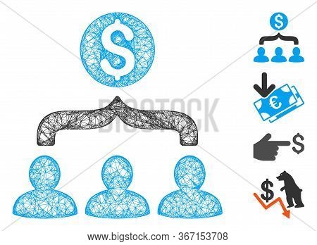 Mesh Sales Funnel Web 2d Vector Illustration. Carcass Model Is Based On Sales Funnel Flat Icon. Netw