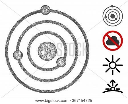Mesh Solar System Web 2d Vector Illustration. Model Is Based On Solar System Flat Icon. Network Form
