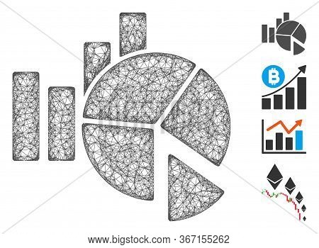 Mesh Statistics Web Icon Vector Illustration. Carcass Model Is Created From Statistics Flat Icon. Me