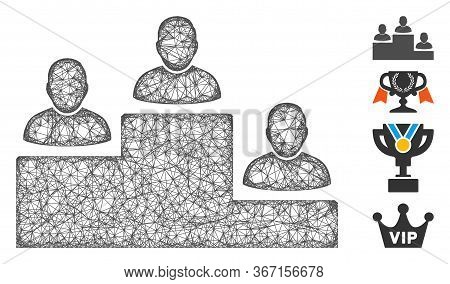 Mesh User Rating Levels Web Icon Vector Illustration. Carcass Model Is Based On User Rating Levels F