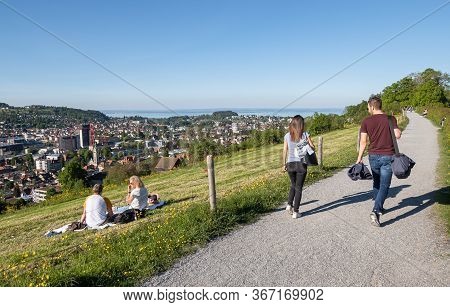 Sankt Gallen, Switzerland - May 7, 2020: St. Gallen Is A City South Of Lake Constance In Northeaster
