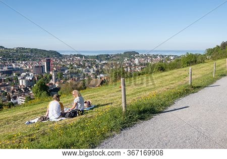 Sankt Gallen, Switzerland - May 7, 2020: St. Gallen Is A City South Of Lake Constance In Northeaster
