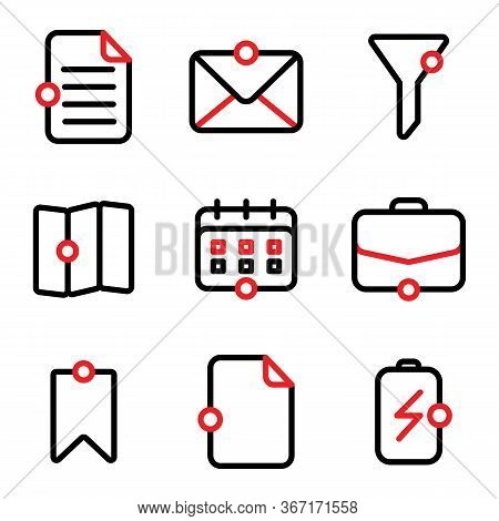 User Interface Icon Including Document,file,data,mail,message,user,filter,funnel,sort,direction,map,