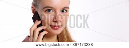 Girl In Speaks On Phone, Participating In Survey. Student Learns Opportunity To Fully Own Situation.