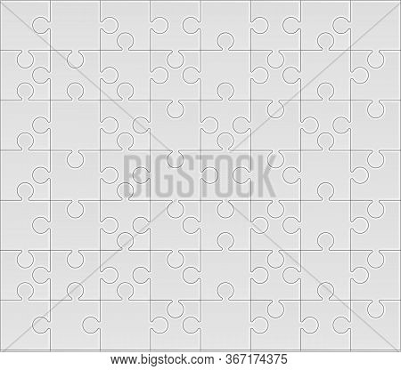 Set Of Black And White Puzzle Pieces Isolated On White Background. Jigsaw Tiles, Mind Puzzles Piece 