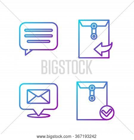 Set Line Envelope And Check Mark, Speech Bubble With Envelope, Speech Bubble Chat And Envelope. Grad