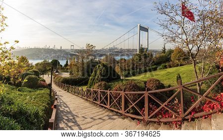 Istanbul Otagtepe Park And The Fatih Sultan Mehmet Bridge, Turkey