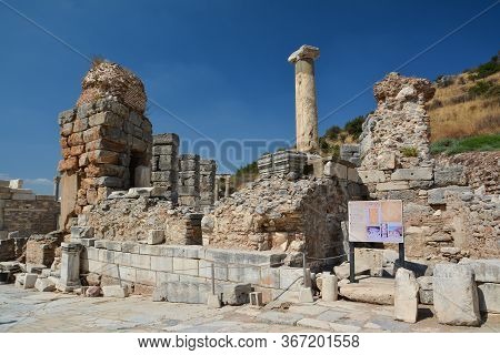 Ephesus, Turkey - August 16, 2017: The Ruins Of The Ancient City Of Ephesus In Turkey. Baths.