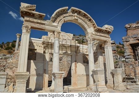 Temple Of Hadrian In Ephesus Ancient City, Selcuk, Turkey.