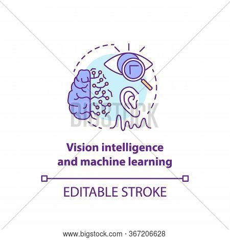 Vision Intelligence And Machine Learning Concept Icon. Smart Computer System Idea Thin Line Illustra
