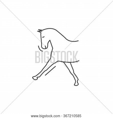 Dressage Horse In Gallop Pirouette Icon In Sketch