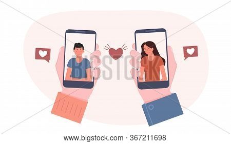 Concept Of Online Dating App. People Looking For A Couple. Social Media. Virtual Relationship.