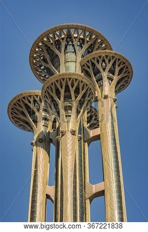 Beijing / China - February 20, 2016: Olympic Park Observation Tower In Olympic Park In Chaoyang Dist