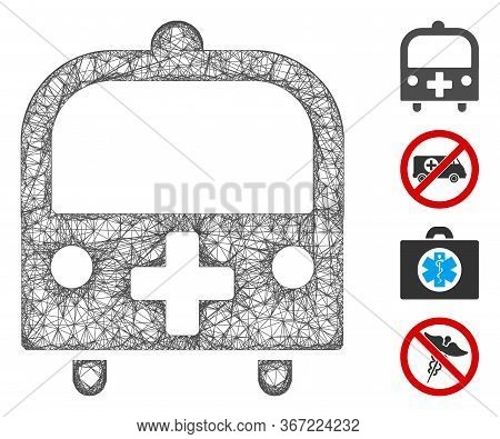 Mesh Medical Bus Web Icon Vector Illustration. Abstraction Is Based On Medical Bus Flat Icon. Mesh F