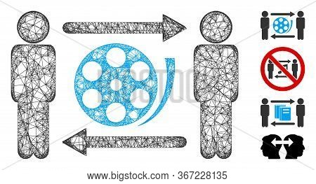 Mesh Men Video Exchange Web 2d Vector Illustration. Carcass Model Is Based On Men Video Exchange Fla