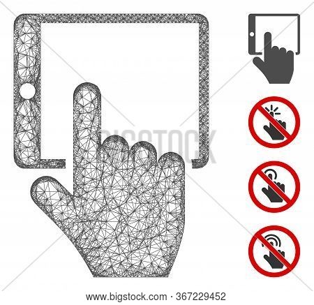 Mesh Tablet Point Web Icon Vector Illustration. Carcass Model Is Based On Tablet Point Flat Icon. Ne